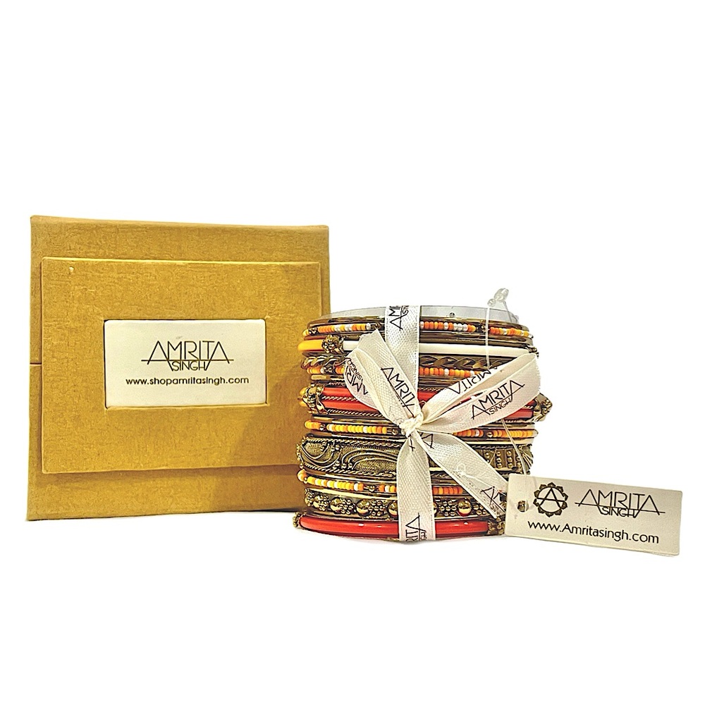 AMRITA SINGH Home Eze 18-pc Bangle Set 0rng/Yellow/Ivory Size 8 Style# BBAS 835